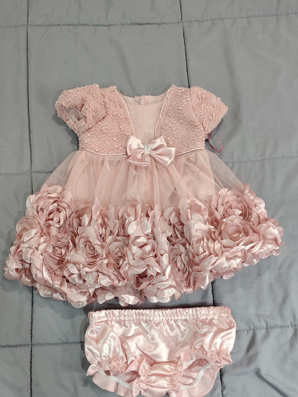 Nannette Pink Floral Tulle Baby Dress with Bloom Skirt